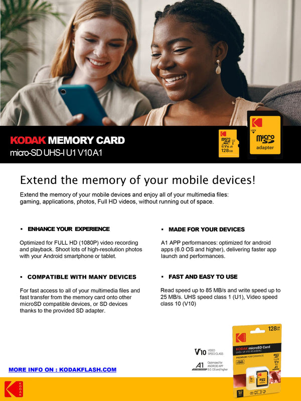 KODAK microSD 32GB Premium Performance (Class 10 UHS-I U1 V10 A1)
