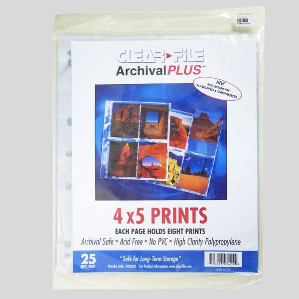 ClearFile 4x5” Negative Sleeves (25 Sheets)